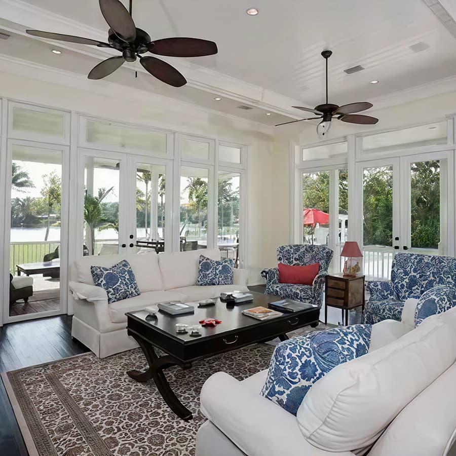 Beautiful sunroom interior with large windows showcasing RCC Construction quality craftsmanship